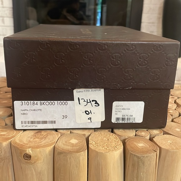 Gucci Black Leather Napa Charlotte Nero 3.5 Heel Almond Toe Horsebit Logo 39 8.5 - Picture 8 of 9